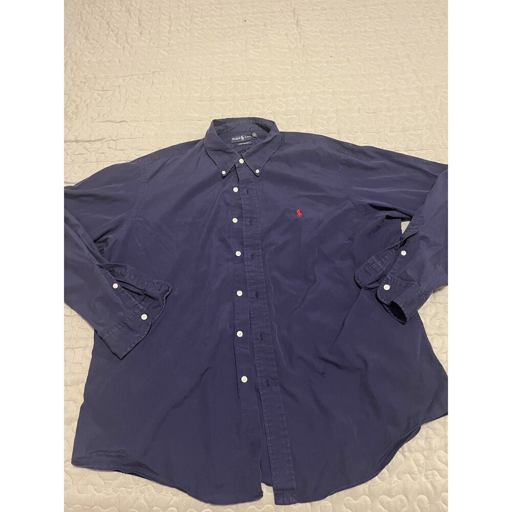 Polo Ralph Lauren Mens XXL Blue Custom Fit Button Down Long Sleeve Shirt Preppy